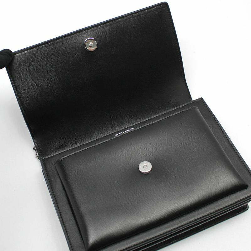 【包稅】SAINT LAURENT 黑色銀色Monogram Sunset中型鏈條單肩包-5