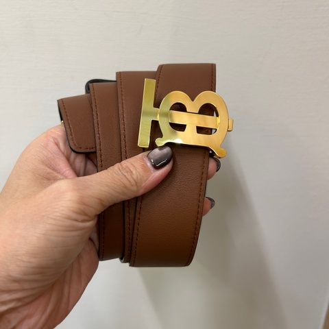 Burberry  咖拼黑牛皮雙面皮帶