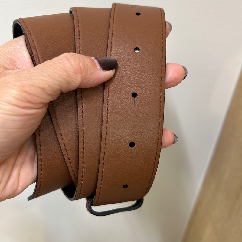 Burberry  咖拼黑牛皮雙面皮帶-3