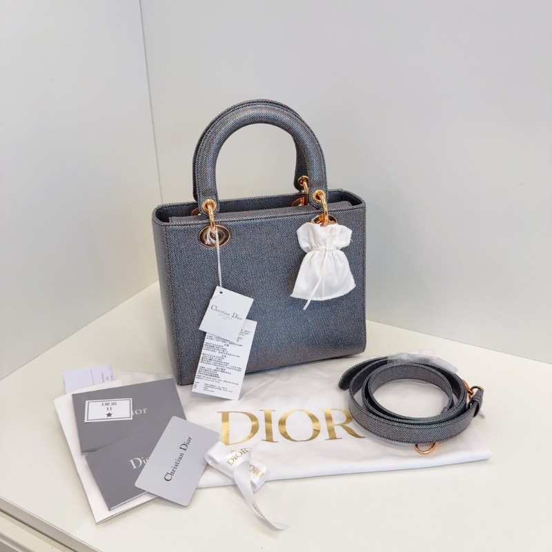 Dior Lady五格細格紋 金扣黛妃包24*20*11 全新閒置配件塵袋盒子保卡-1