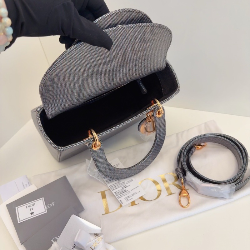 Dior Lady五格細格紋 金扣黛妃包24*20*11 全新閒置配件塵袋盒子保卡-2