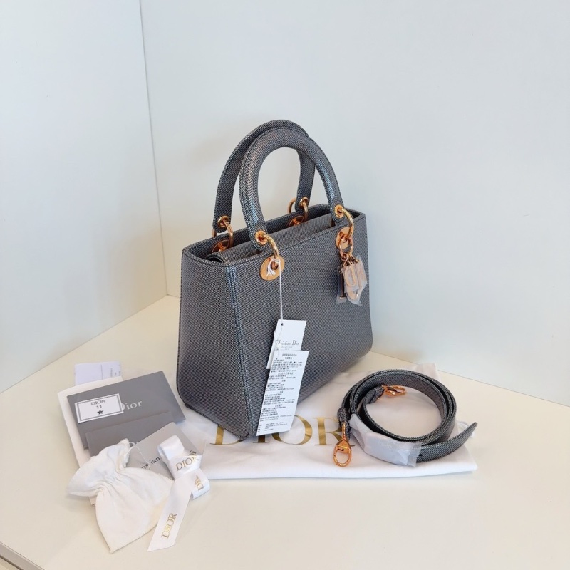 Dior Lady五格細格紋 金扣黛妃包24*20*11 全新閒置配件塵袋盒子保卡-3