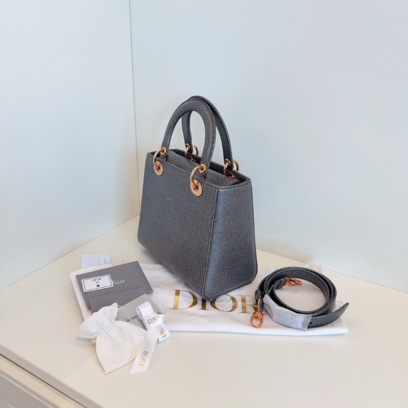 Dior Lady五格細格紋 金扣黛妃包24*20*11 全新閒置配件塵袋盒子保卡-4