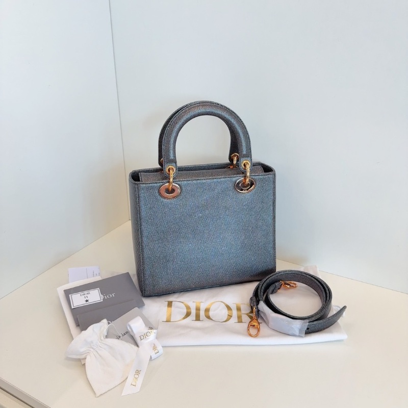 Dior Lady五格細格紋 金扣黛妃包24*20*11 全新閒置配件塵袋盒子保卡-5