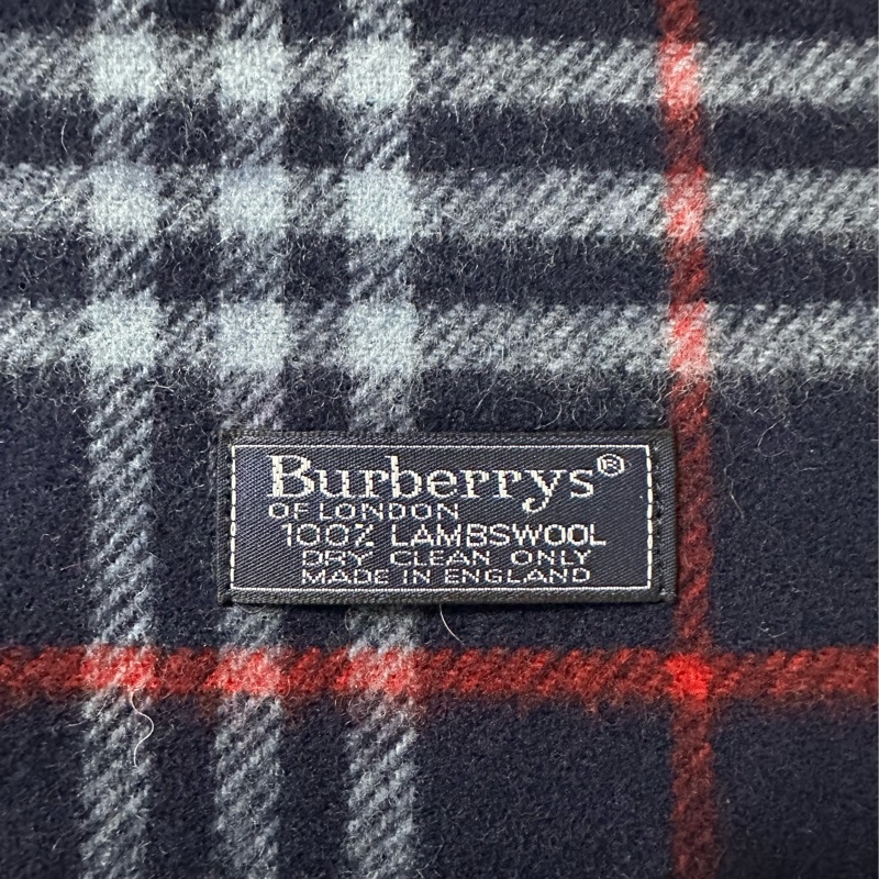 BURBERRY海軍藍格紋羔羊毛圍巾✨-14
