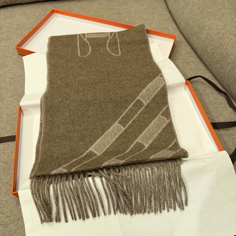 Hermes 喀什米爾 拼色圍巾-2