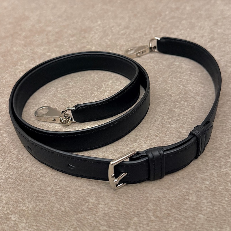 Hermes 可調式肩帶 黑銀-0