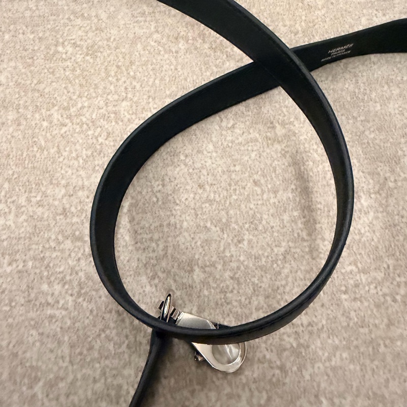 Hermes 可調式肩帶 黑銀-4