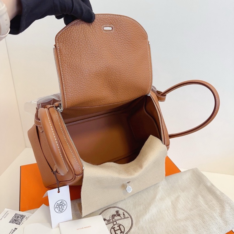 Hermes lindy26 金棕銀扣 tc皮 26*15*14 全新配件塵袋盒子購證-2