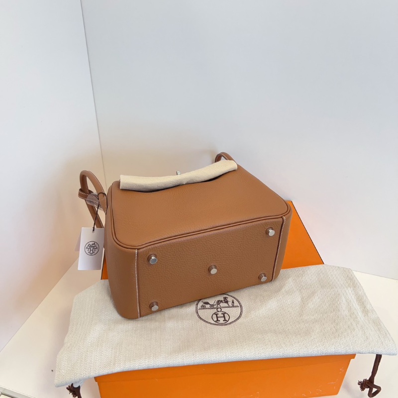 Hermes lindy26 金棕銀扣 tc皮 26*15*14 全新配件塵袋盒子購證-6
