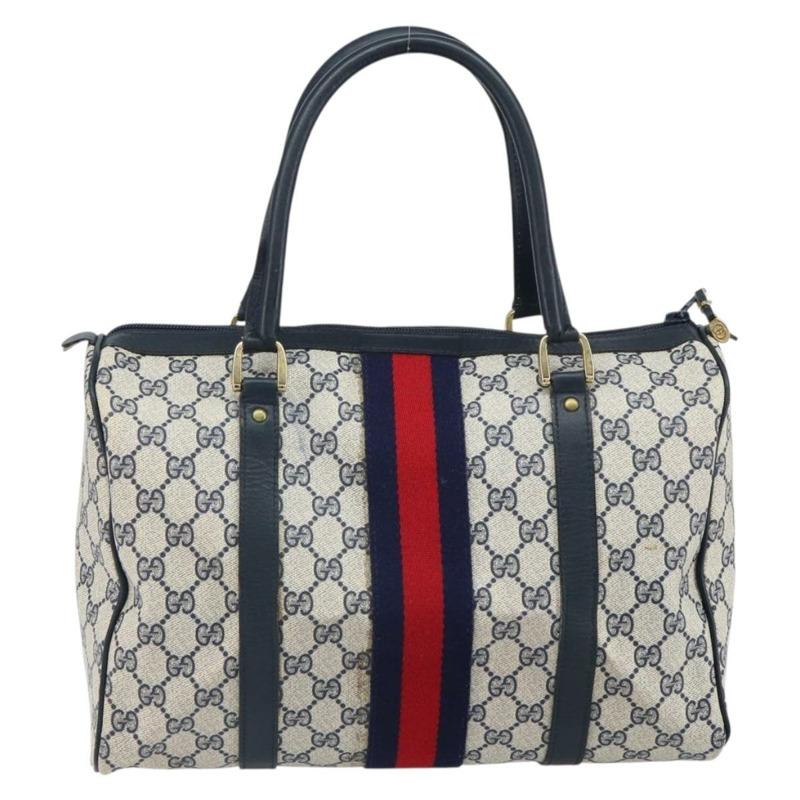 【日本直送】GUCCI GG Supreme Sherry Line 迷你波士頓包 PVC 海軍藍金色 正品 am10364-1