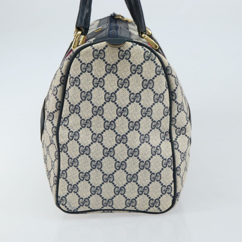 【日本直送】GUCCI GG Supreme Sherry Line 迷你波士頓包 PVC 海軍藍金色 正品 am10364-3