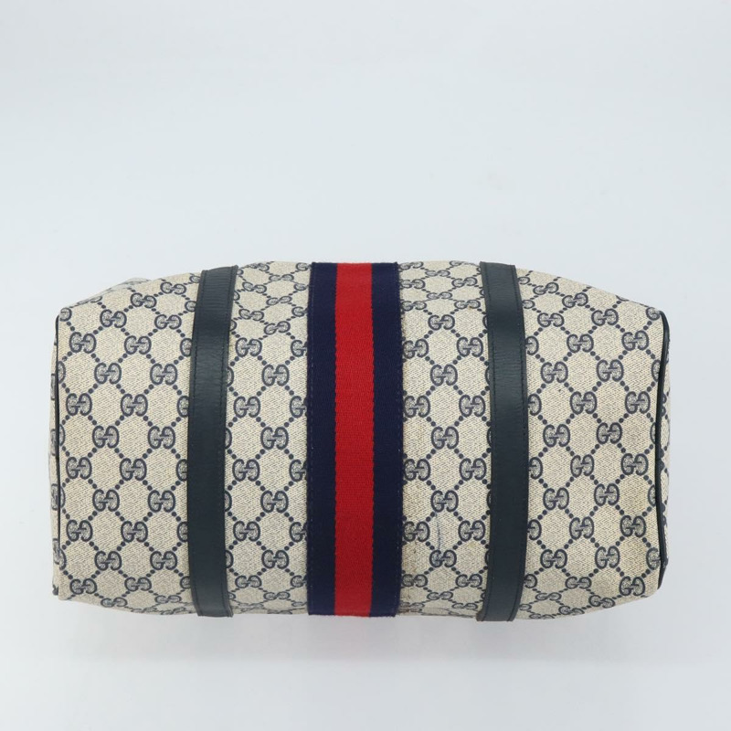 【日本直送】GUCCI GG Supreme Sherry Line 迷你波士頓包 PVC 海軍藍金色 正品 am10364-4