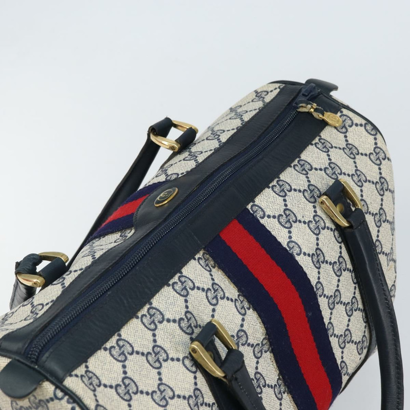 【日本直送】GUCCI GG Supreme Sherry Line 迷你波士頓包 PVC 海軍藍金色 正品 am10364-5