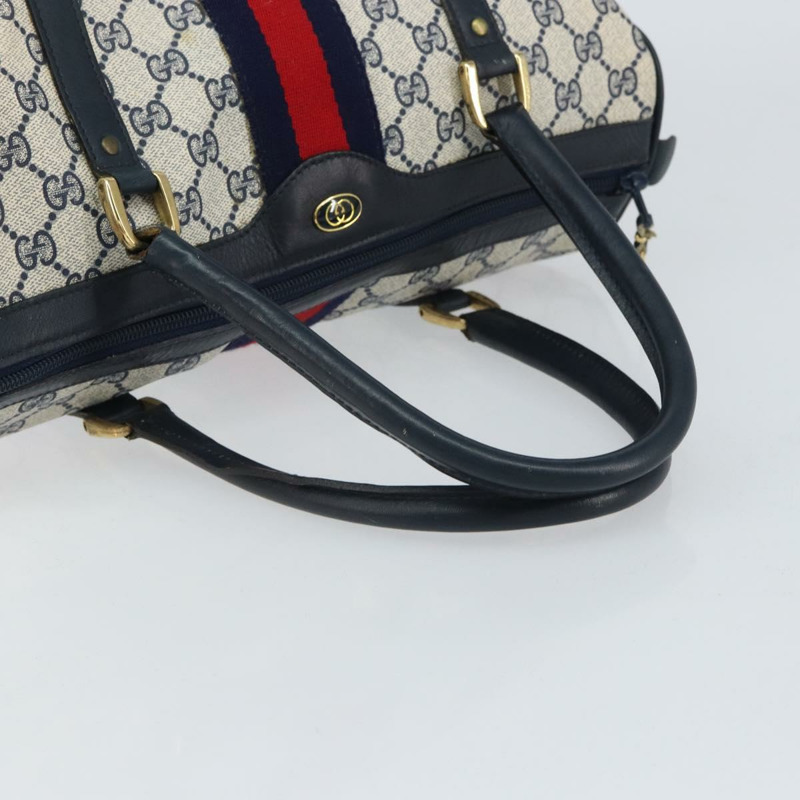 【日本直送】GUCCI GG Supreme Sherry Line 迷你波士頓包 PVC 海軍藍金色 正品 am10364-6