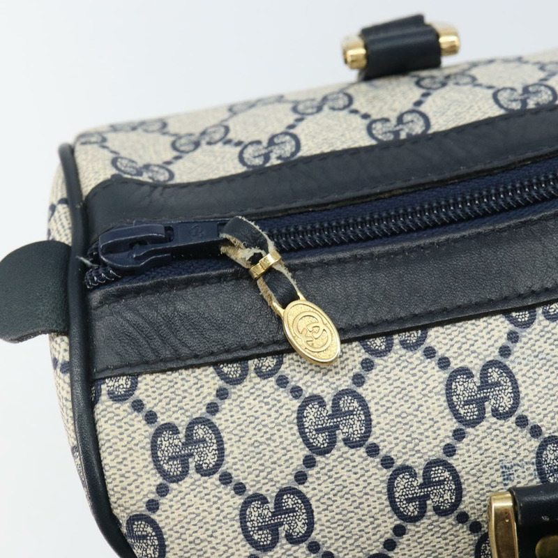 【日本直送】GUCCI GG Supreme Sherry Line 迷你波士頓包 PVC 海軍藍金色 正品 am10364-8