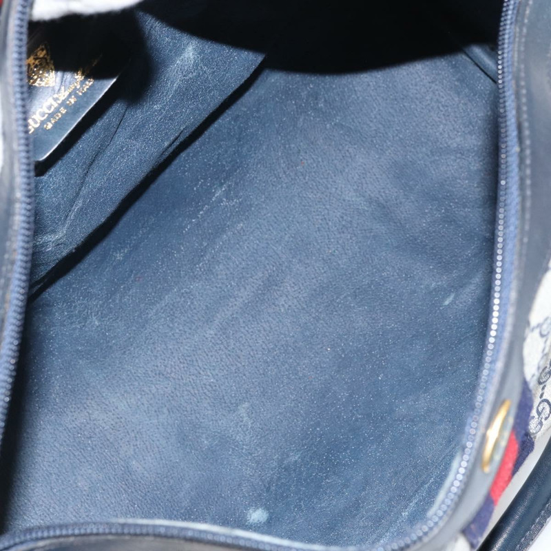 【日本直送】GUCCI GG Supreme Sherry Line 迷你波士頓包 PVC 海軍藍金色 正品 am10364-9