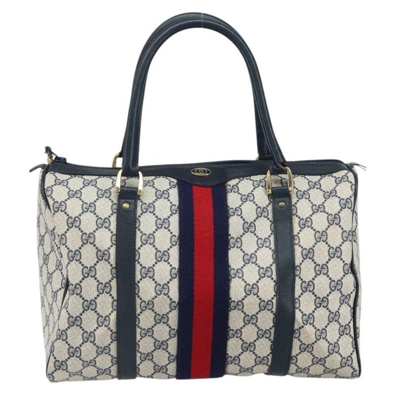 【日本直送】GUCCI GG Supreme Sherry Line 迷你波士頓包 PVC 海軍藍金色 正品 am10364-11