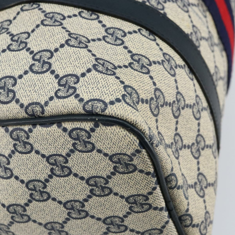 【日本直送】GUCCI GG Supreme Sherry Line 迷你波士頓包 PVC 海軍藍金色 正品 am10364-15