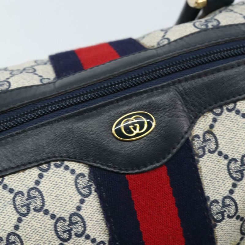 【日本直送】GUCCI GG Supreme Sherry Line 迷你波士頓包 PVC 海軍藍金色 正品 am10364-16