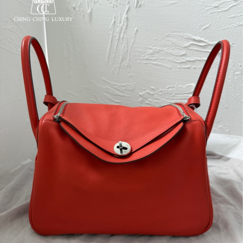 🌈Hermes❤️Lindy 30❤️R1大地橘銀扣🌟99新🌟Evercolor皮🌟愛馬仕🌟-0