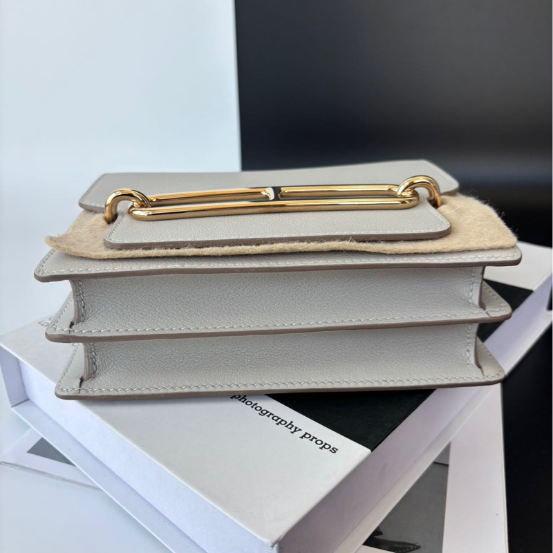 🌈Hermes🧡Mini Roulis 19🌟珍珠灰銀扣🧡99新🌈全套有單🌟evercolor皮🌟愛馬仕🌟-6