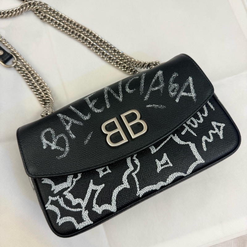 巴黎世家黑色塗鴉包-0