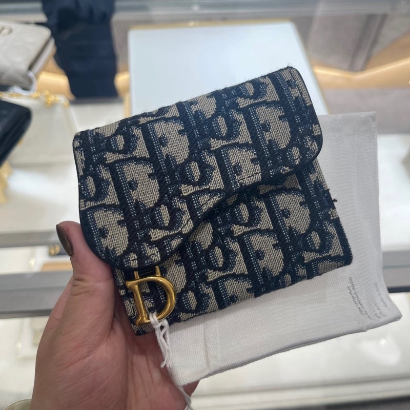 「JL精品代購」98新 Dior 老花 三折 短夾-0