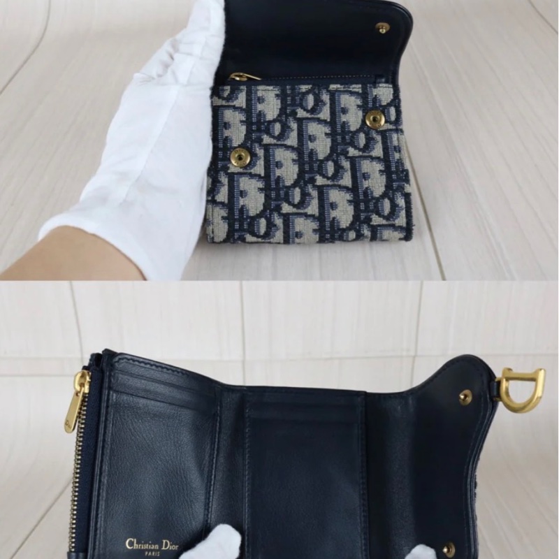 「JL精品代購」98新 Dior 老花 三折 短夾-7
