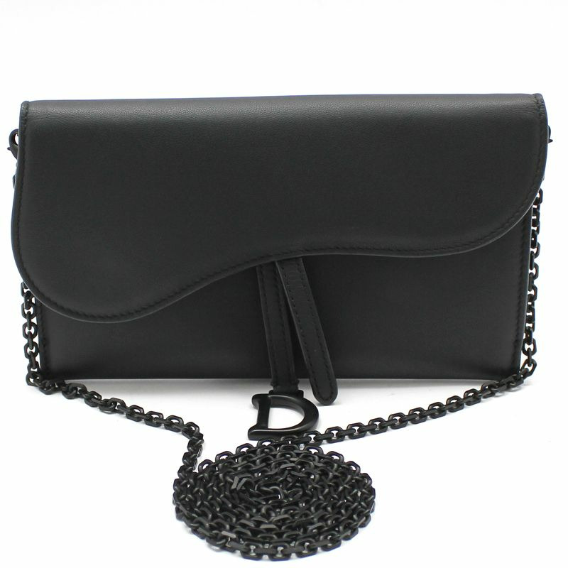 【包稅】DIOR 黑色霧面皮革馬鞍形WOC斜背包-0