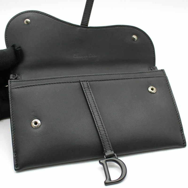 【包稅】DIOR 黑色霧面皮革馬鞍形WOC斜背包-4