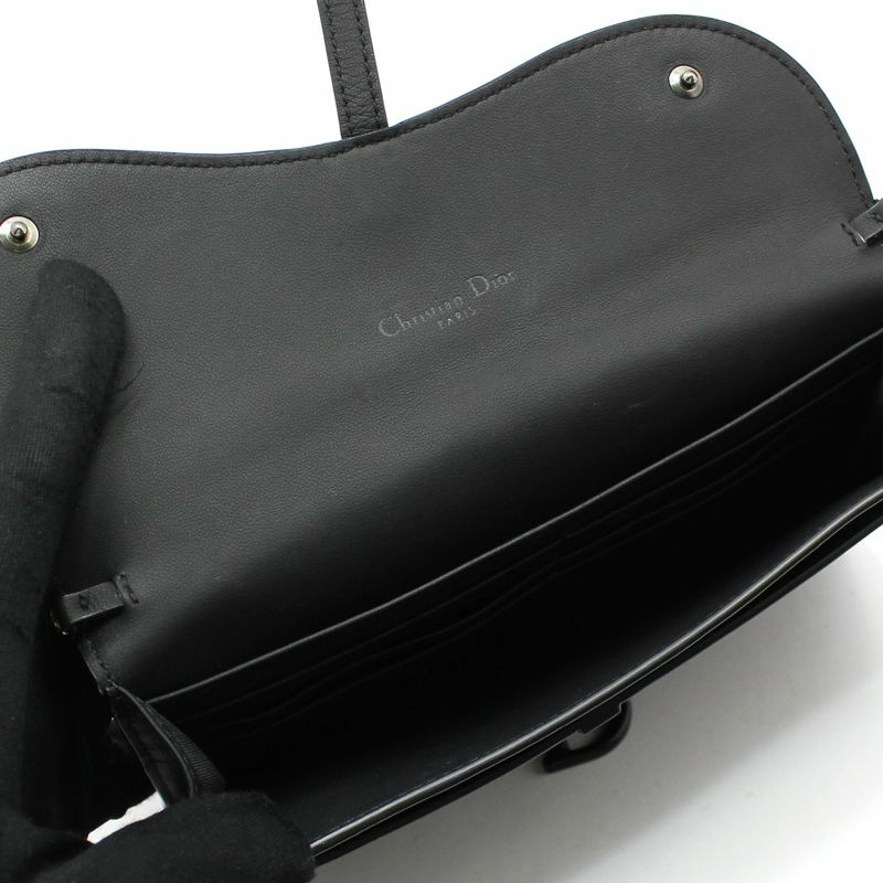 【包稅】DIOR 黑色霧面皮革馬鞍形WOC斜背包-5