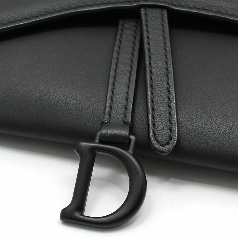 【包稅】DIOR 黑色霧面皮革馬鞍形WOC斜背包-6