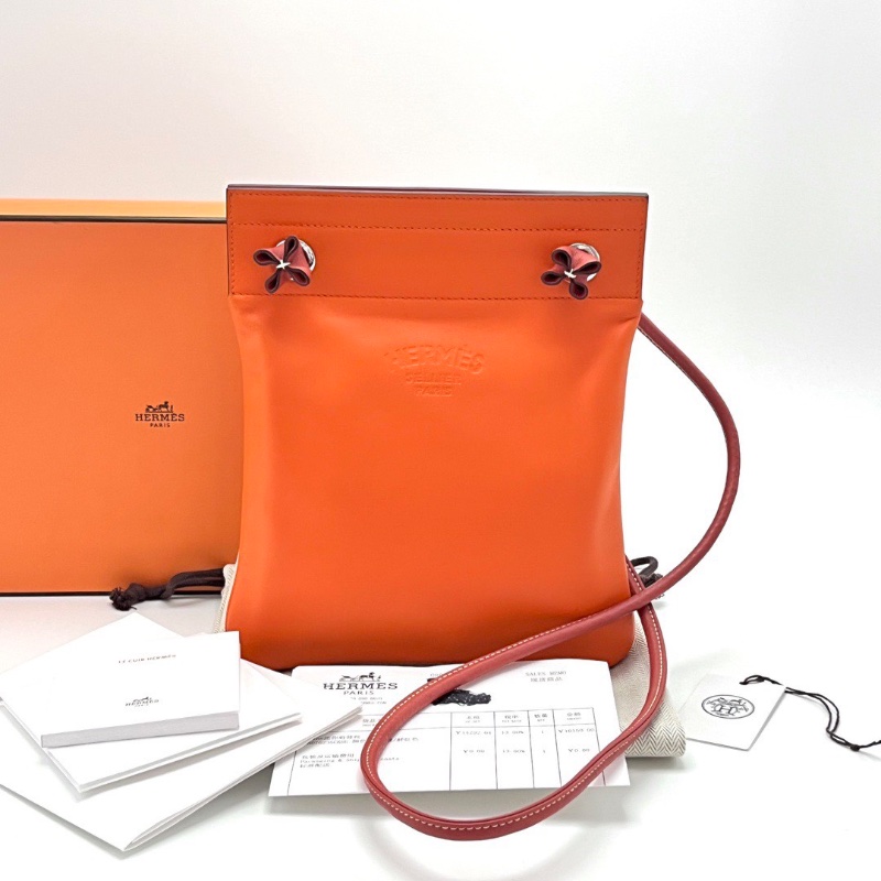 HERMES 火焰橙拼鮮紅色Aline系列肩背斜背包20*23*1 98新配件盒子塵袋購證-1