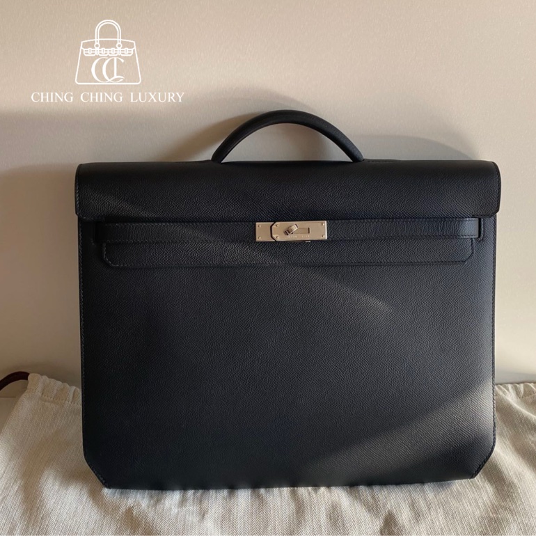 🌈Hermes🧡Kelly Depeches 36🧡黑色銀扣🌟99.5新閑置🌟Epsom皮🌟公事包🌟愛馬仕🌟-0