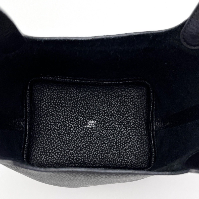 HERMES 黑銀扣菜籃子18手提袋18*18*13 98新配件盒子鑰匙鎖-2