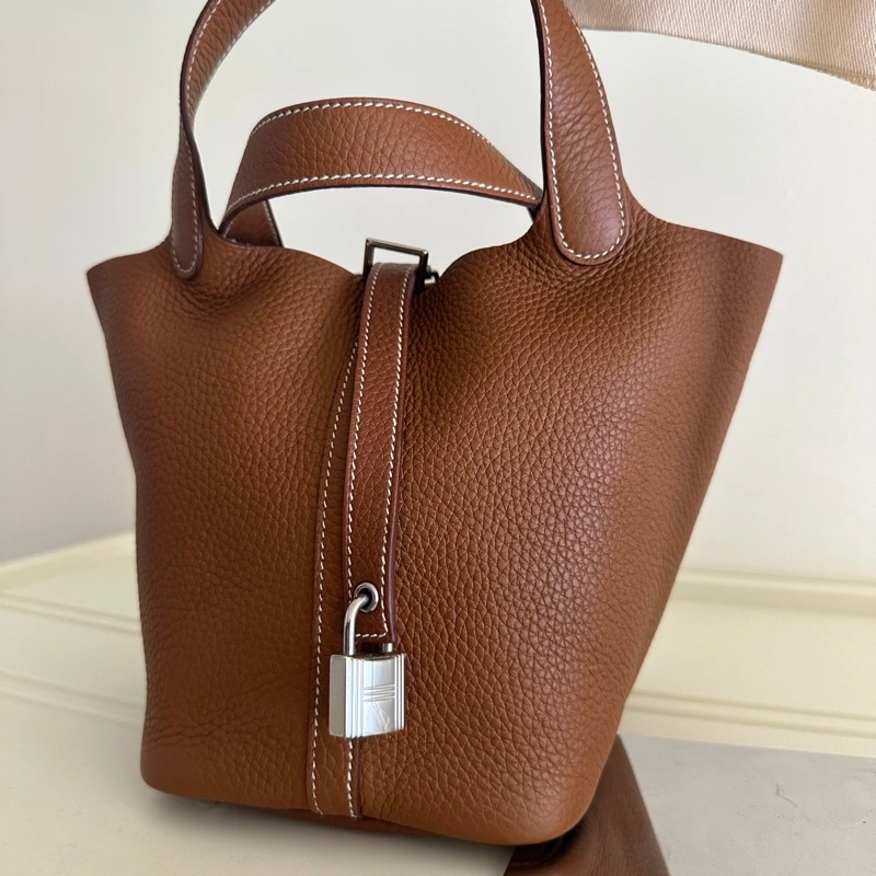 #閒置帶膜 #超甜價💰 愛馬仕菜籃子18金棕銀-2