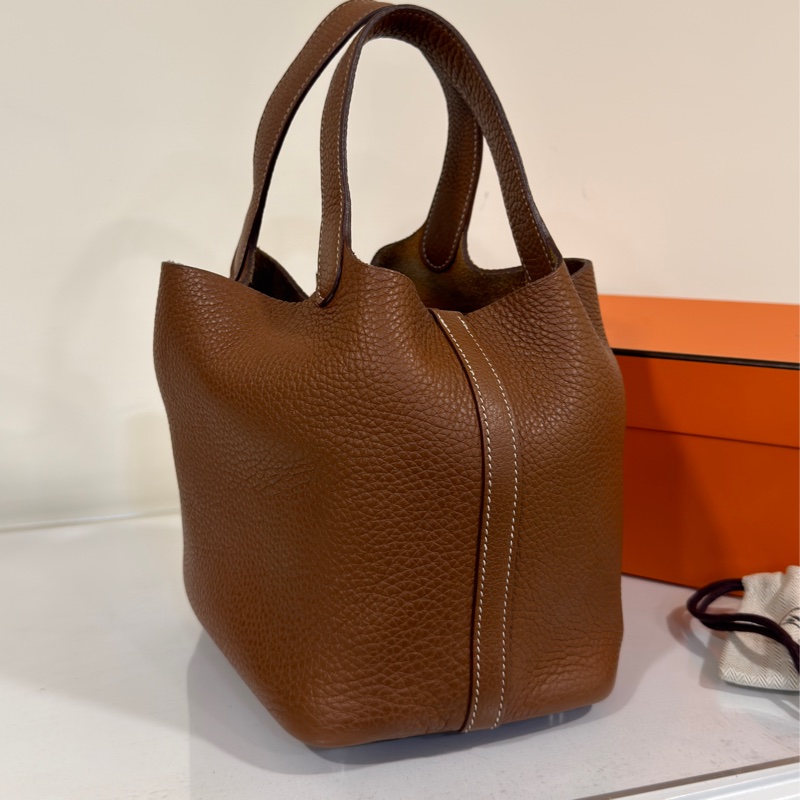 #閒置帶膜 #超甜價💰 愛馬仕菜籃子18金棕銀-4