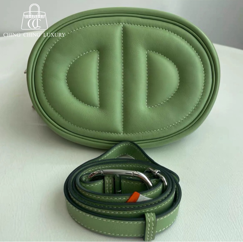 🌈Hermes💚In the loop🌟豬鼻子腰包💚牛油果綠銀扣🌈98新🌟Swift 皮🌟beltbag🌟豬鼻子🌟愛馬仕🌟-0