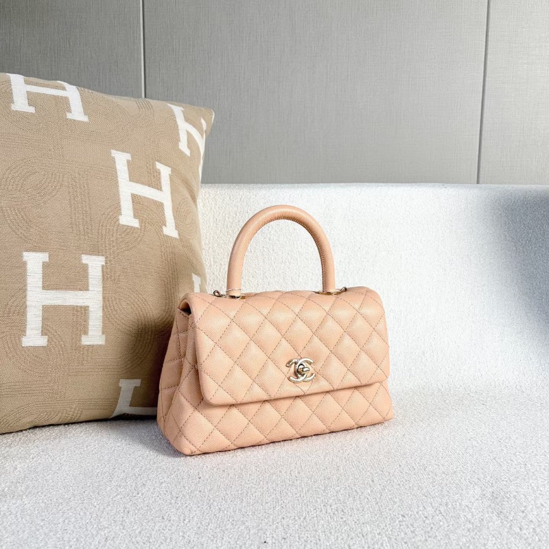 Chanel Cocohandle  粉色 淡金扣荔枝皮23*14*9 99新配件塵袋-3