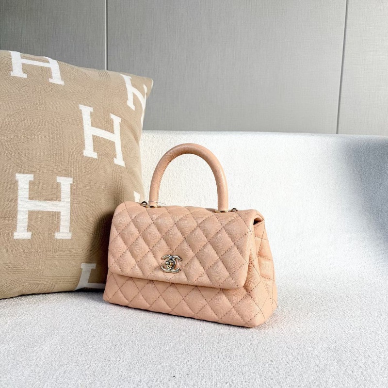 Chanel Cocohandle  粉色 淡金扣荔枝皮23*14*9 99新配件塵袋-4