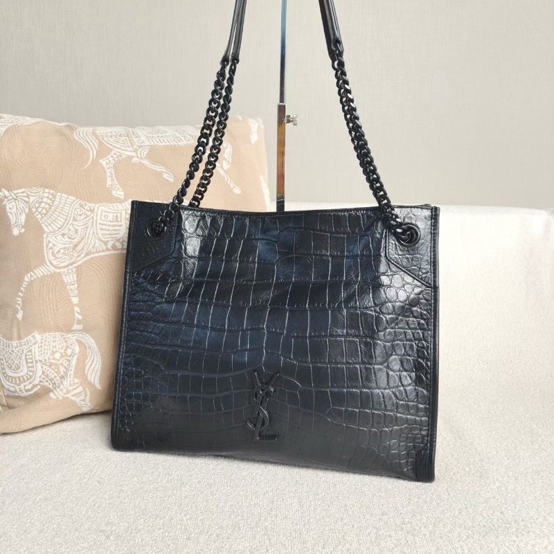 YSL NikiShoppingBag托特包黑色鰐魚壓紋中號33*27*11 98新配件塵袋-3
