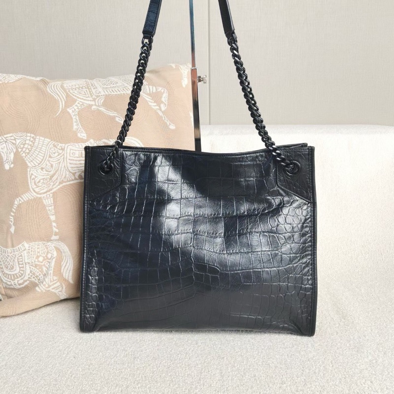 YSL NikiShoppingBag托特包黑色鰐魚壓紋中號33*27*11 98新配件塵袋-5