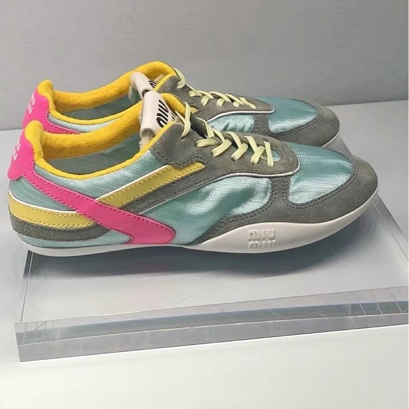 Miu Miu 尼龙拼接 系带运动鞋 绿色拼色 36 37-0