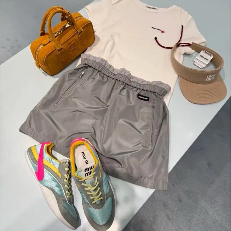 Miu Miu 尼龙拼接 系带运动鞋 绿色拼色 36 37-1