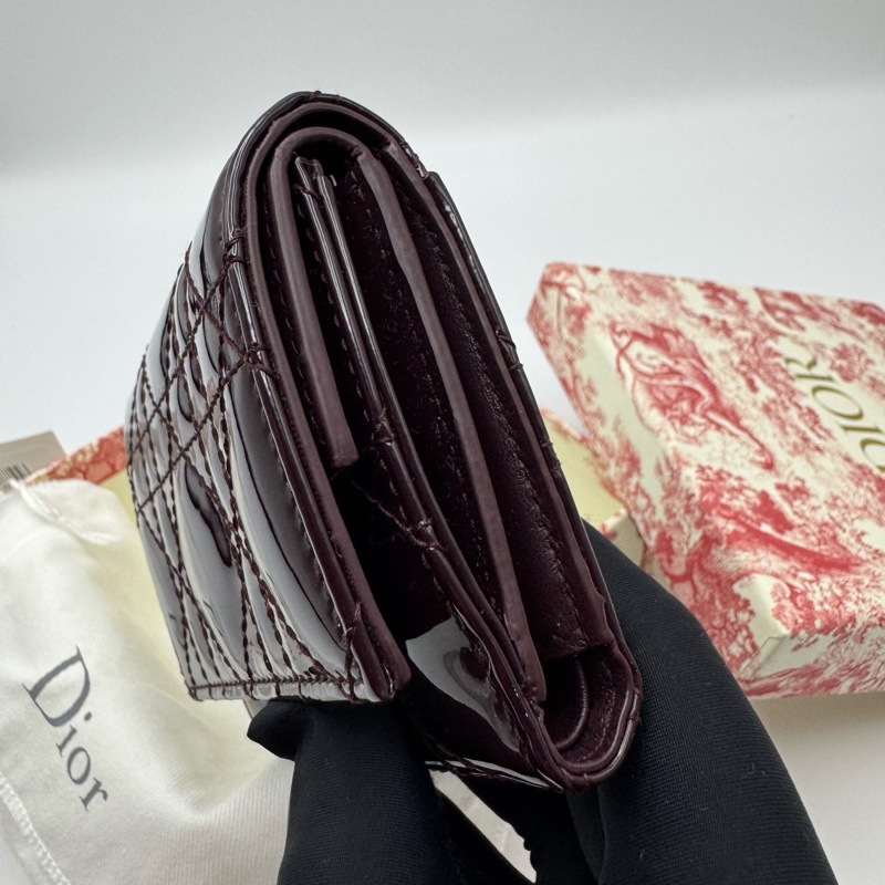 Dior 牛漆皮短款錢包 Dark Cherry-1