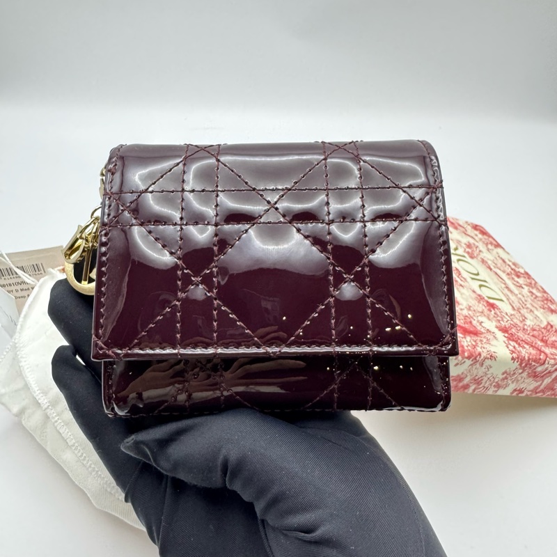 Dior 牛漆皮短款錢包 Dark Cherry-5