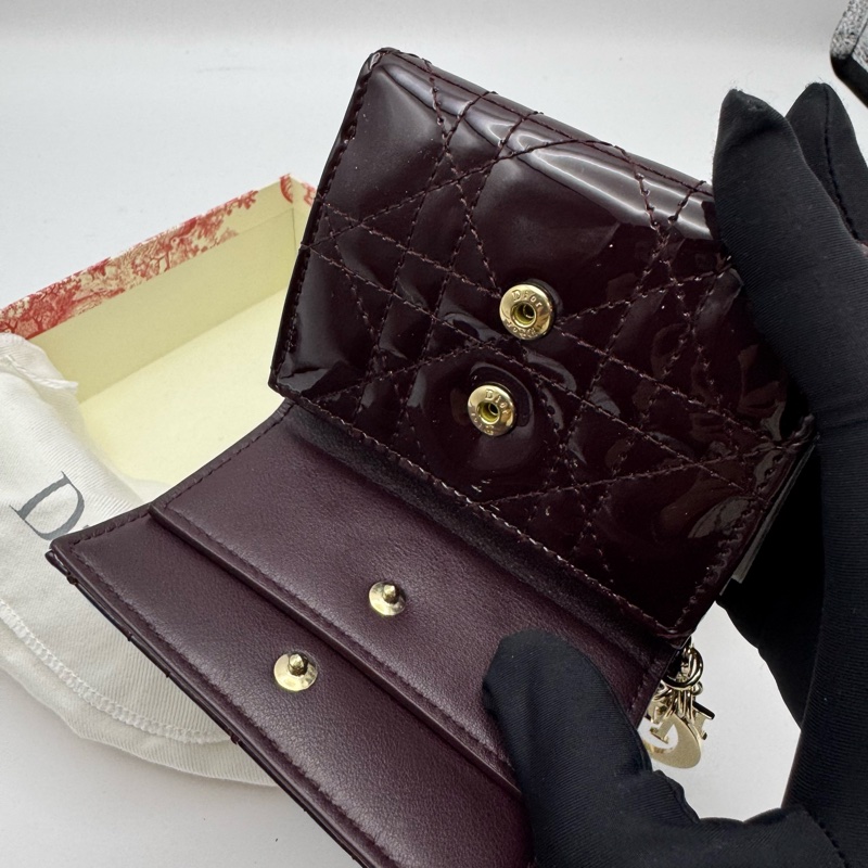 Dior 牛漆皮短款錢包 Dark Cherry-6