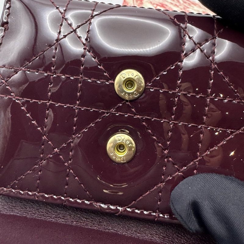 Dior 牛漆皮短款錢包 Dark Cherry-7