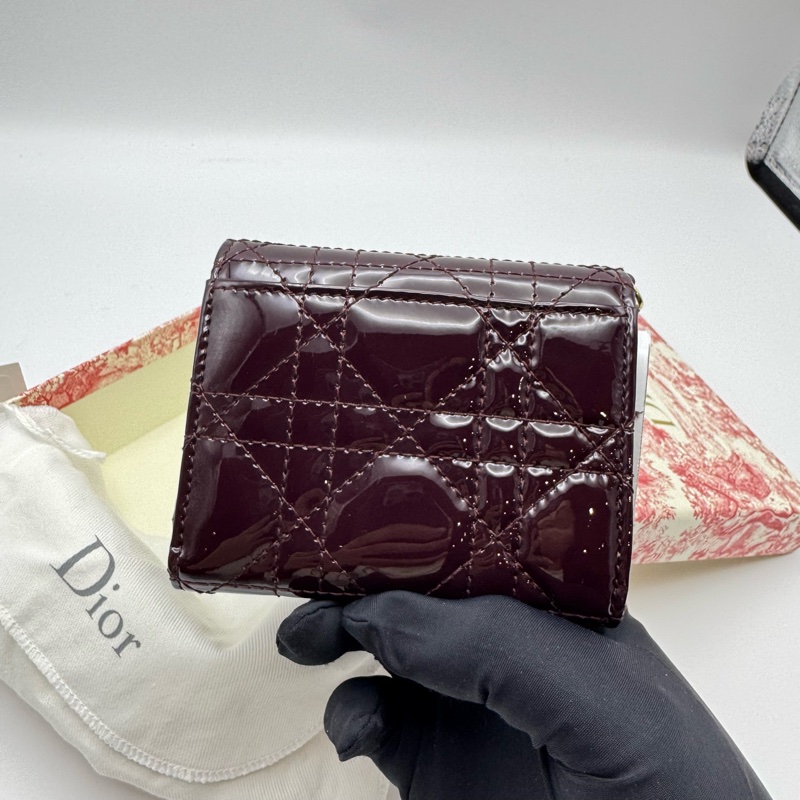 Dior 牛漆皮短款錢包 Dark Cherry-10
